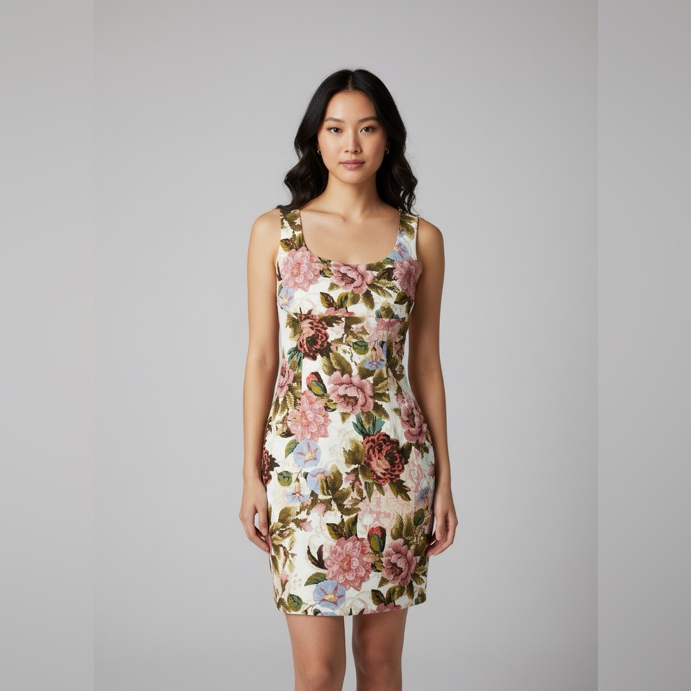Guess Sexy Bodycon Flattering Women's Floral Rose‎ Print Mini Dress EUC sz L
